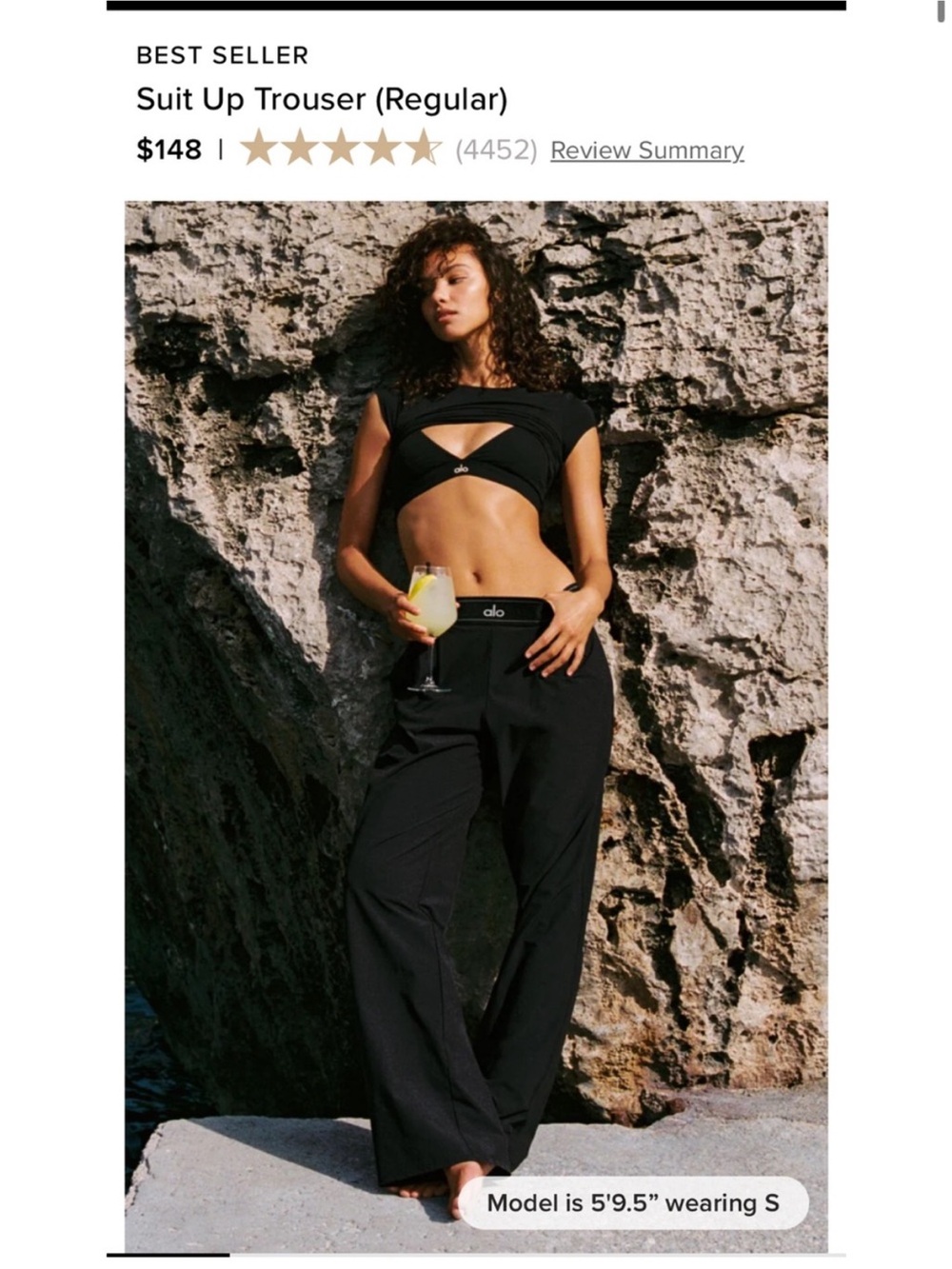 ALO Yoga Black Wide Leg Suit Up Trouser